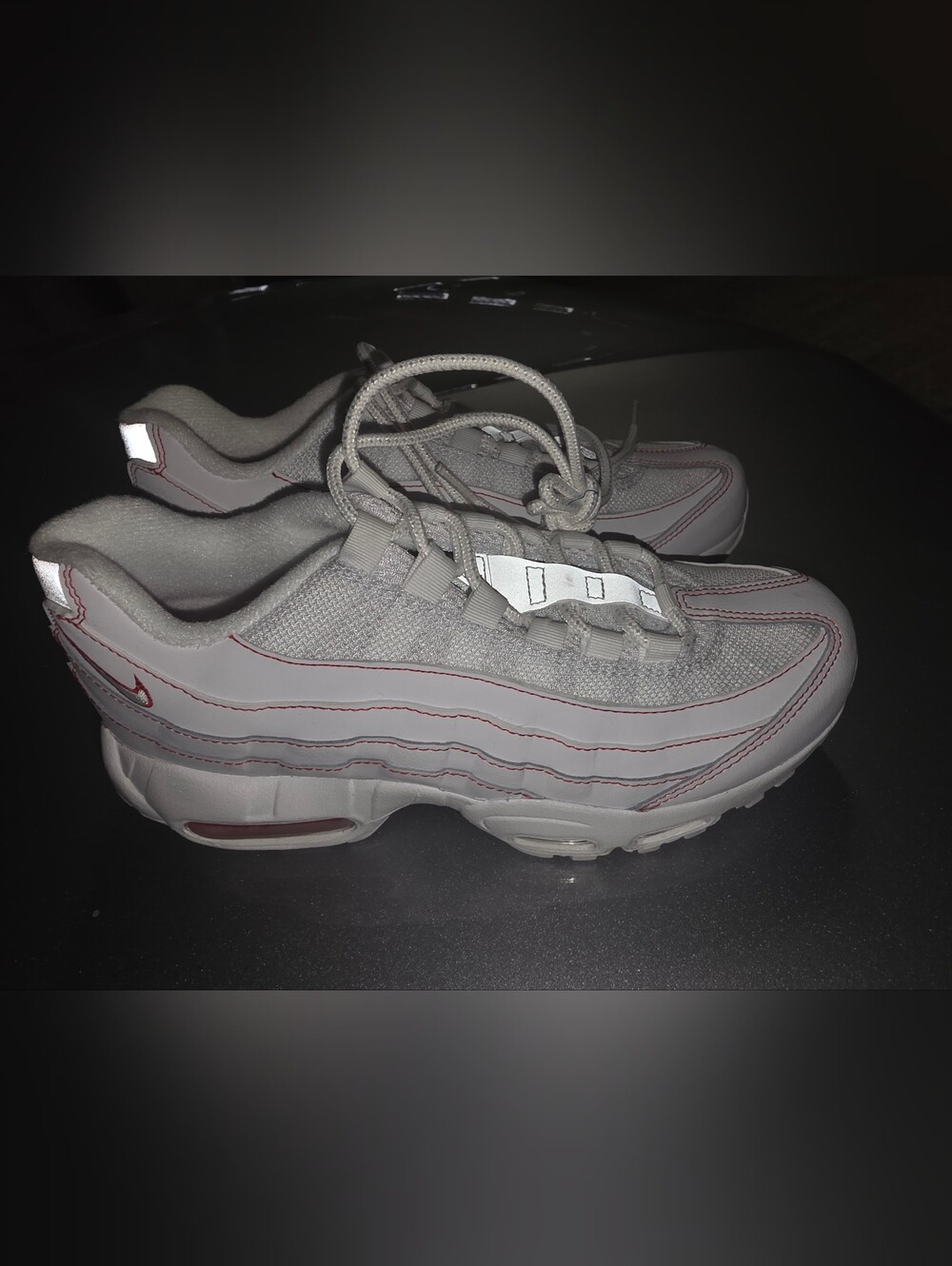 Brand New Nike Air Max 95 Sneakers Size 5Y in Light Gray with Red Accents No Box